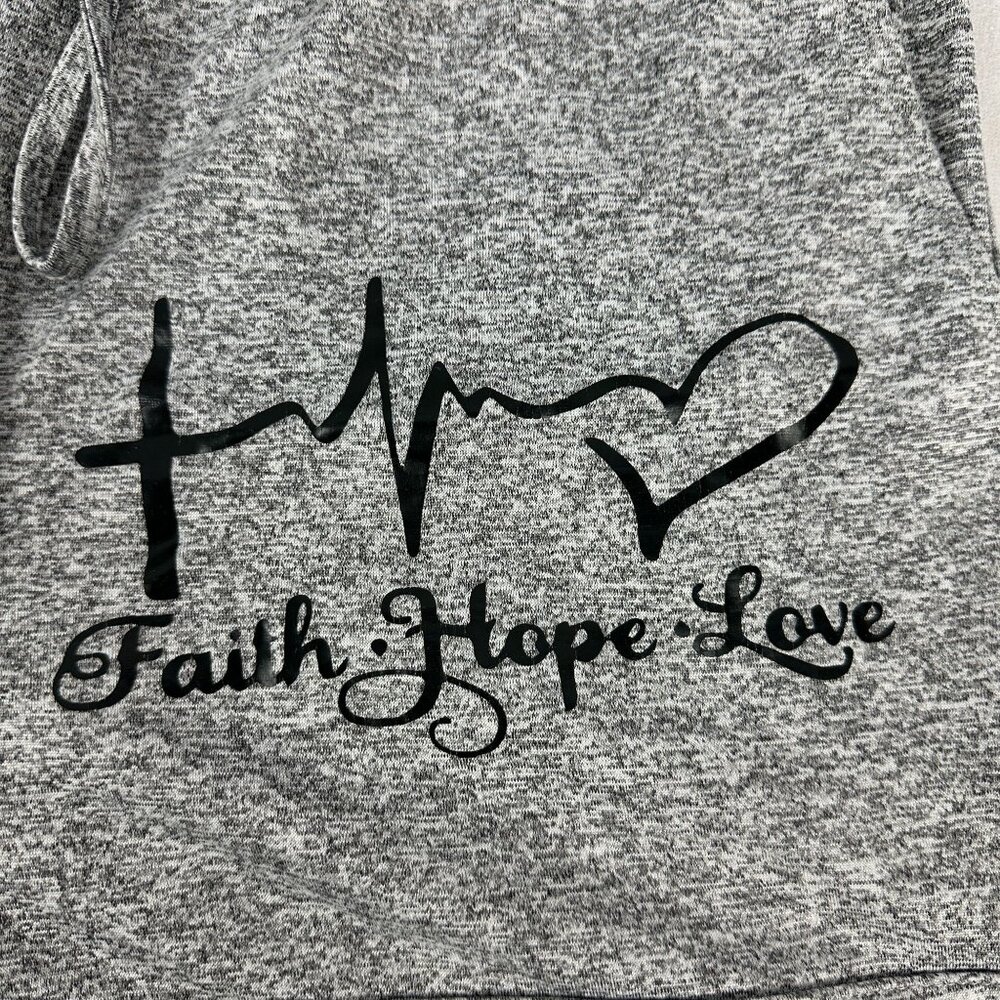 Faith Hope Love Womens Grey Drawstring Shorts Size L Polyester/Spandex Blend